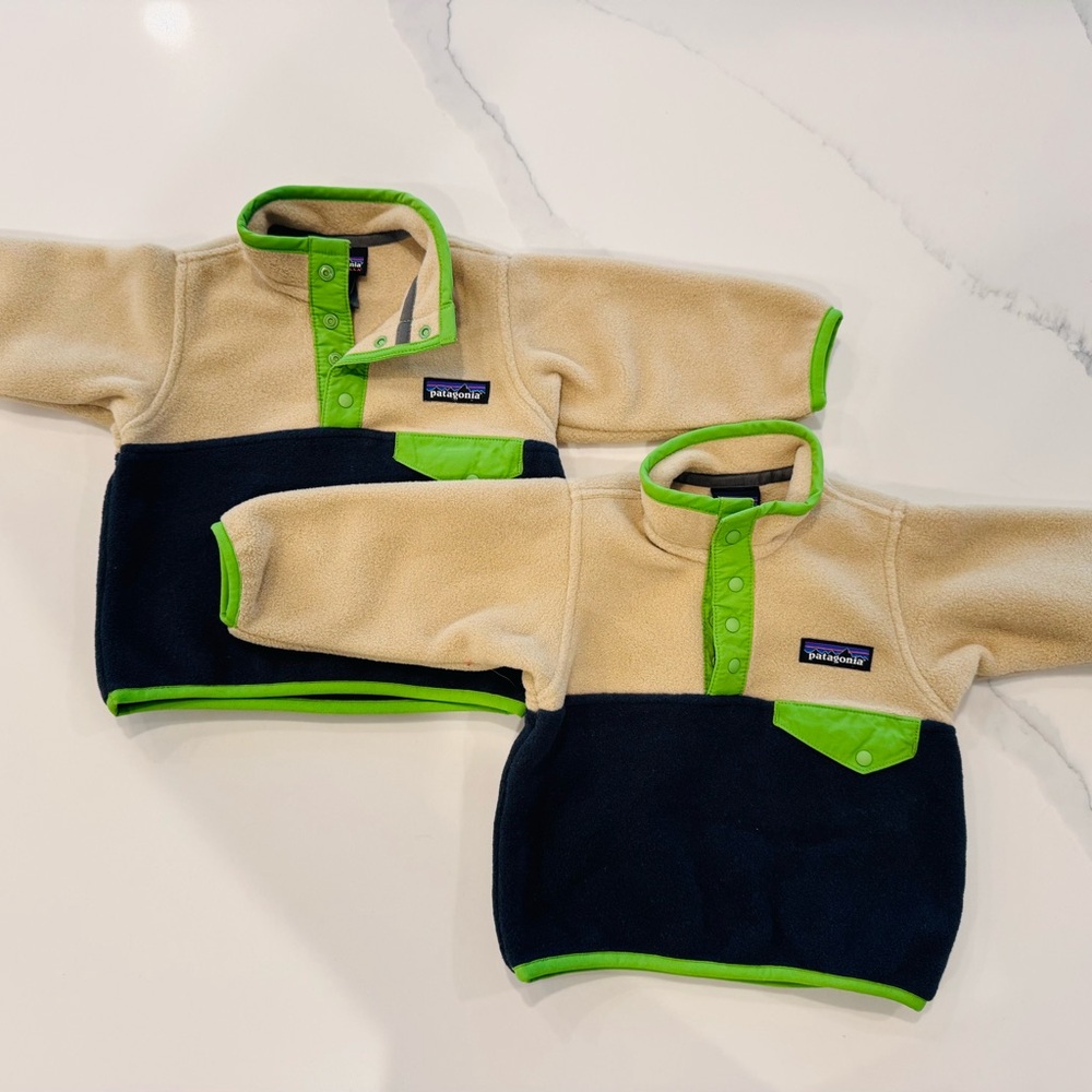 Twin Boys 3-6 Months Patagonia Synchilla Infant Fleece Jacket Bundle- Never Worn